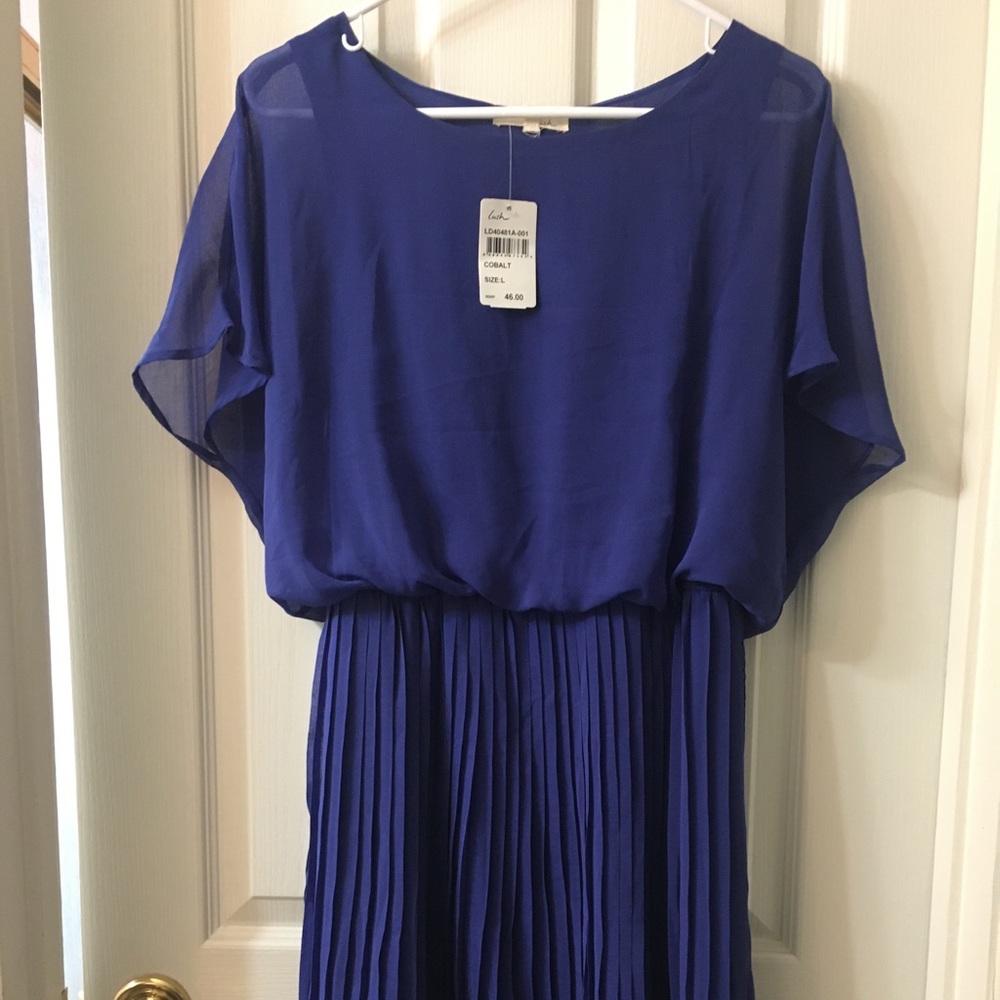 Blue chiffon mini dress